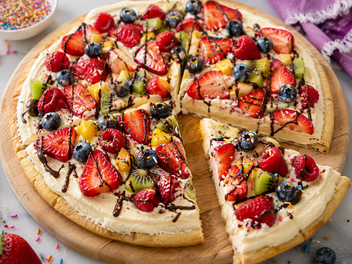 Pizza dessert Rebelle aux fruits et chocolat
