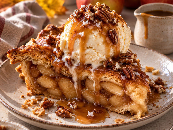 Rebelle apple pie with brown-butter maple sauce