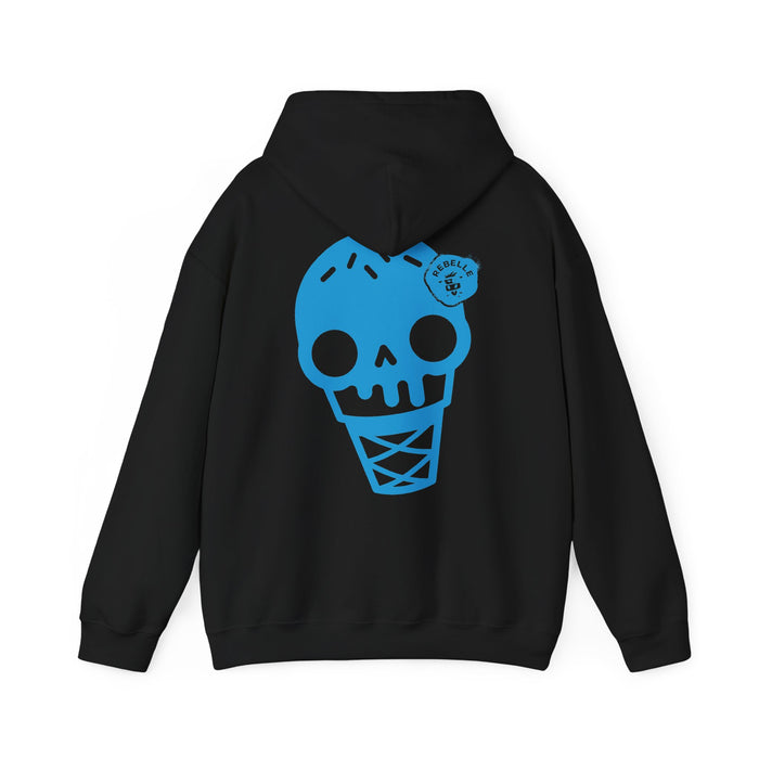 Skull Ice Cream Hoodie — Blue Skull Cone Graphic Sweatshirt