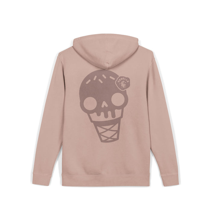 Skull Ice Cream Hoodie — Pigment-Dyed Pullover for Streetwear