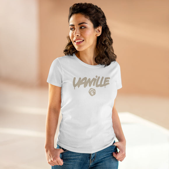 Vanille Script Logo Women's Tee — Casual Graphic Cotton T-Shirt