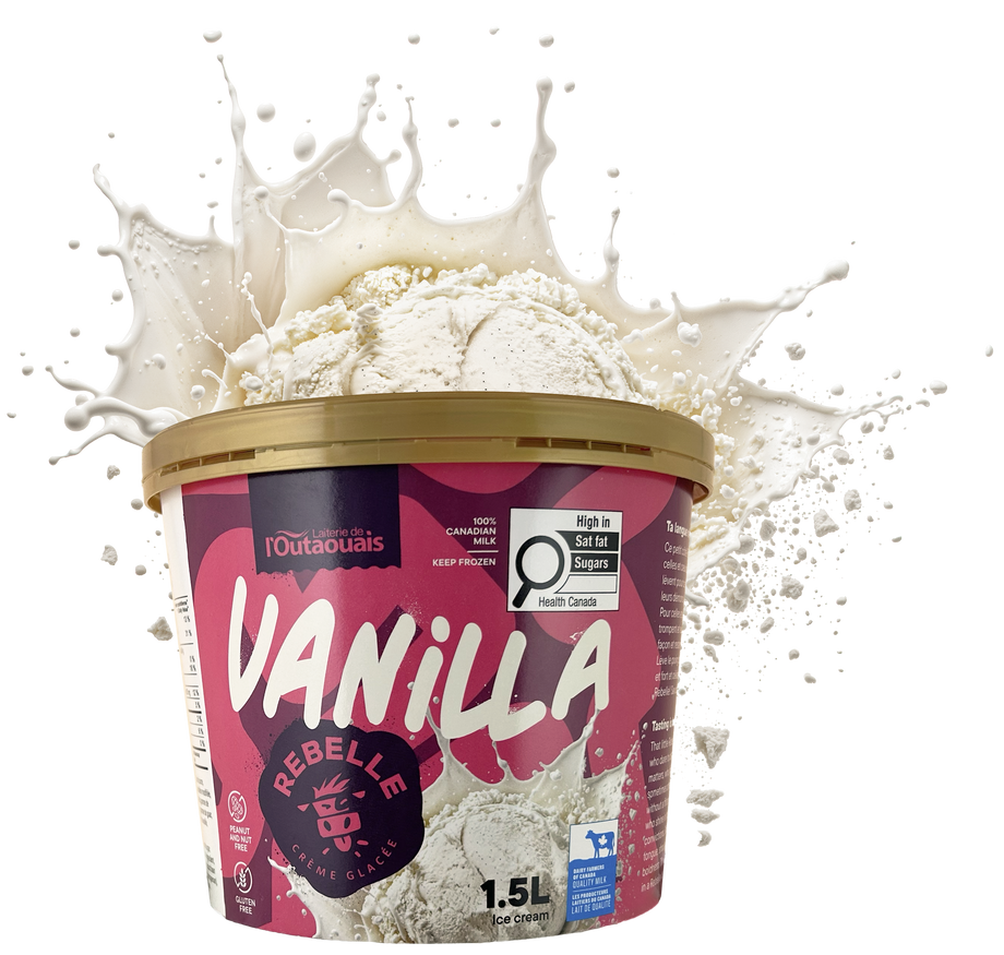 Rebelle Vanilla ice cream tub — 1.5 L, golden lid
